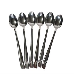 Mid Century Modern 1960s Set of 6 Iced Tea Spoons, Stainless Steel Japan